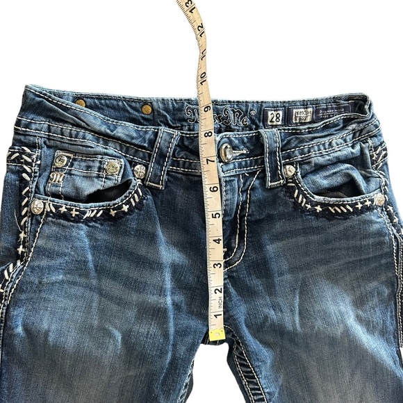 MISS Me Jeans Womens 28 Bootcut Rhinestone Embroidered Stripe Western Country - Picture 12 of 14
